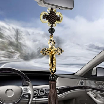 Avto Obeski Auto Dekoracijo Jezus Figur Križ Visi Avtomobile Vzvratno Ogledalo Christian Vzmetenje Dekor Dodatki