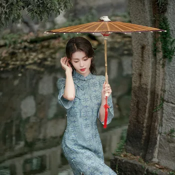 Yourqipao 2023 Poletje Ramije Dvojno Plast Izboljšano Cheongsam Svoboden Retro Elegantno Qipao Kitajski Slog Večerno Obleko za Ženske