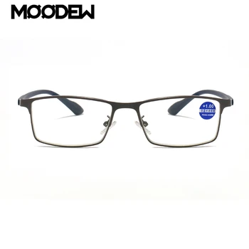 MOODEW Obravnavi Očala za Moške Kvadratnih kovinski okvir Bralci Presbyopic Očala za Moške z Spomladanski Tečaj +1.0+1.5+2.0+2.5+3.0+3.5