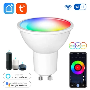 Smart Tuya GU10 WIFI, Bluetooth, LED Žarnice RGB Zatemniti Svetilke APP Nadzor Žarnic Glas Alexa/Google za Sobi Doma Decortion