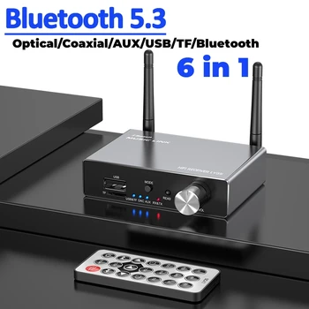 6 V 1 Z DAC Bluetooth 5.3 Sprejemnik Oddajnik Optični Koaksialni AUX RCA, USB TF Brezžični Zvočni Adapter Digitalno Analogni Pretvornik