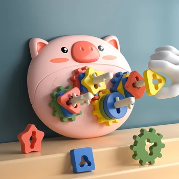 Piglet zgodnje izobraževanje prestavi rokav stolpec kup gradnik starš-otrok interakcije barve spoznavanja geometrijske sliko igrače