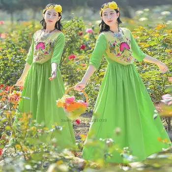 2023 nacionalni cheongsam kitajski letnik ženske qipao elegantno cvet vezenje cheongsam retro vintage obleko folk dance obleko