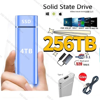 Vroče SSD 500 GB 2TB Trdega Diska Zunanje Tip-C Visoka Hitrost USB3.1 8TB 16TB SSD za Shranjevanje Prenosni HD Trdi Disk disco duro Za Prenosnik