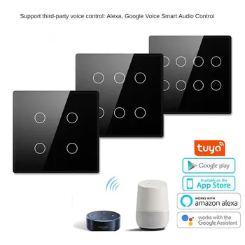 Tuya WiFi Smart Touch Stikalo 4/6/8Gang 124 Brazilija Standard Pametni Dom Smart Life APLIKACIJO Oddaljeno upravljanje preko Alexa googlova Domača stran