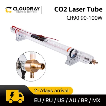 Cloudray 90W CO2 Laser Cev CR90 Dolžina 1250mm Dia.55mm 80 mm Nadgrajeno Kovinsko Glavo Steklene Cevi za CO2 Laser Stroj