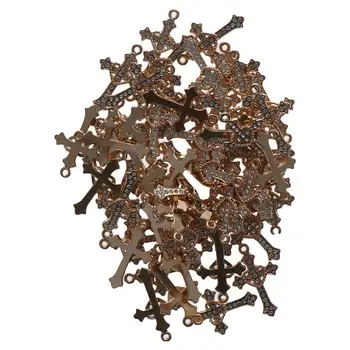 Zlitine Okrasnih Križanje Čare 1.14×0.71 palčni Križ, oblikovan Cirkonij Crystal/Nosorogovo Križ Čare