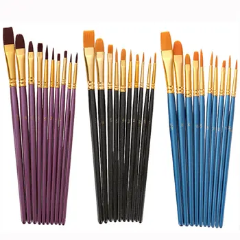 Umetnik Paint Brush Set 10Pcs Visoke Kakovosti Najlon Lase Les, Črn Ročaj Akvarel Akril, Olje, Čopič, Slikarstvo, Umetnost Potrebščine