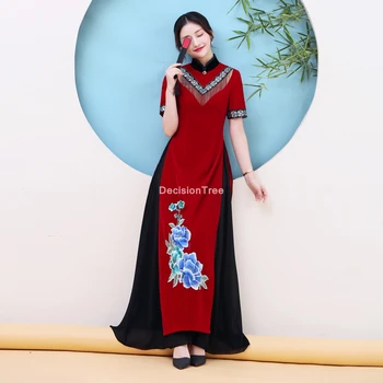 2022 kitajski aodai vietnam cheongsam folk stil žensko qipao kitajski obleko za ženske tradicionalna oblačila ao dai obleko