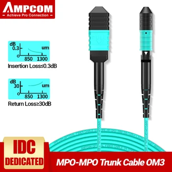 AMPCOM MPO, da MPO Vlakna, Optični Trunk Cable, OM3 Multimode Optičnih Vlaken Kabel LSZH OFNR Suknjič Vlaken Ženski MPO UPC Fiber Kabli