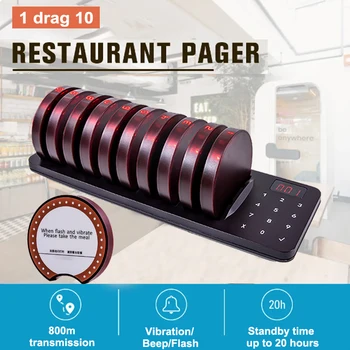 Restavracija Pager Gost Paging Brezžični Kliče Sistem 10 Vibrator Železnica Zumer Piskač Sprejemniki Za Kavo Hrane Tovornjak Bar