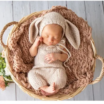 2023 Novorojenčka zajček romper fotografija rekviziti,ročno zajec velika ušesa oblačila za dojenčka ustrelil