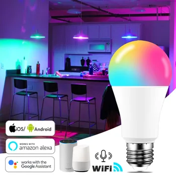 15W WiFi Smart Telefonski Zvočnik Žarnice B22 E27 LED RGB Žarnice Delo z Alexa/googlova Domača stran RGB+Bela Zatemniti Časovnik Bulb