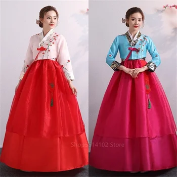 Korejski Tradicionalni Kostum Obleko za Odrasle Ženske, Modni Azijska Plesna Predstava Obleka za Festival Praznovanje Vezene Obleko