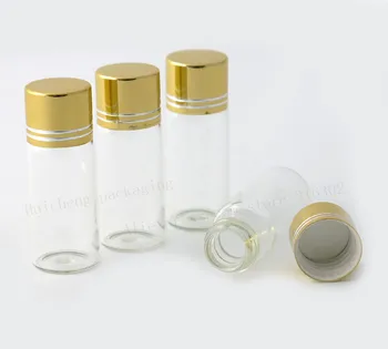 Spodbujanje 50 x 12ml Mini Jasno, Mini Srčkan Steklenici Zlato Aluminij navoj Posodo Borosilicate Tehtnica Prazno