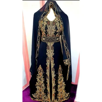 Črna Dubaj Maroko Kaftans Farasha Abaya Obleko Zelo Fancy Dolgo Evropski in Ameriški Modni Trendi