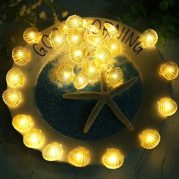 Vila Ocean Niz Niz Luči Lupini Conch LED Festoon Garland Božič Prostem Vrt Dekorativna svetila za svate