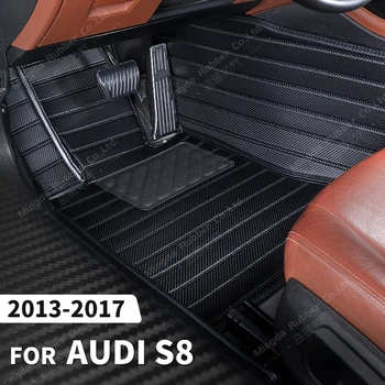 Po meri Ogljikovih Vlaken slog predpražnike Za Audi S8 2013 2014 2015 2016 2017 Stopala Preprogo Kritje Avtomobilske Notranja Oprema