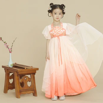 Hanfu za Dekleta, Otroci, Otrok, Vila Kostum Cosplay Ljudski Ples Princesa Obleke Kitajske Tradicionalne Tang Obleko Poletje HFT005
