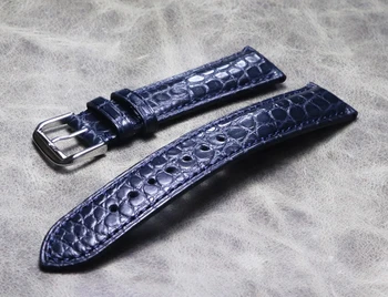 Temno Modra Ameriškega Aligatorja Kožo Občutljivo Quartz Kože Watch Band 20 mm 21 mm 22 mm Pin Sponke Metulj Sponke Watch Trak