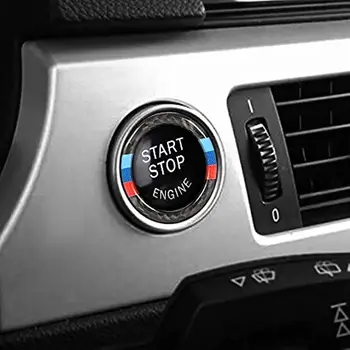Ogljikovih Vlaken Motor Avtomobila Start Stop Ključ za Vžig Obroč Nalepke Paše Za BMW E90 E92 E93 3 Serije E60 E70 E84