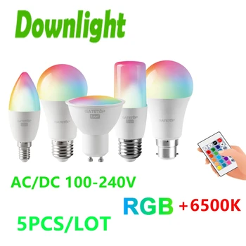5PCS LED ir daljinski upravljalnik RGB belo svetlobo smart žarnice E27 GU10 E14 B22 AC100-240V primerna za hišo stranka stranka razsvetljavo