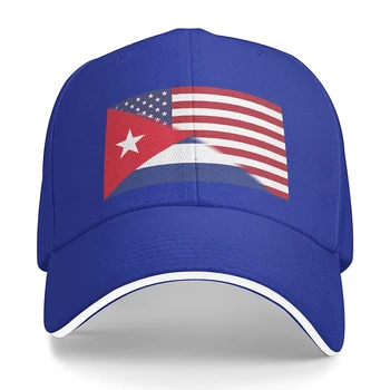 Ameriško Zastavo in na Kubi Zastavo Unisex Baseball Skp Paše Moški Ženske Nastavljiv Oče Klobuk Zakona Cap Sandwich