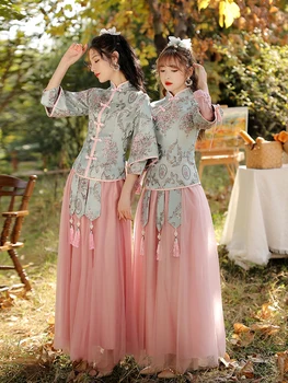 2023 Kitajske Pravljice Sestre Družico Obleka Komplet Ženske Poletje Elegantno Tang Kostum Hanfu Obleke Kitajskem Slogu Tradicionalnih