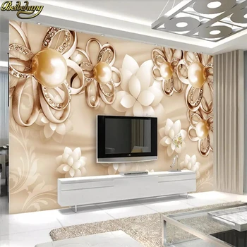 beibehang po Meri Golden pearl cvet ozadja za dnevne sobe 3D photo zidana stena papir prestižni, luksuzni nakit dekoracijo doma