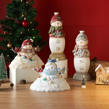 Nova Božič srčkan snežaka lutka okraski Evropske sobi doma namizje svetlobni okraski smolo obrti