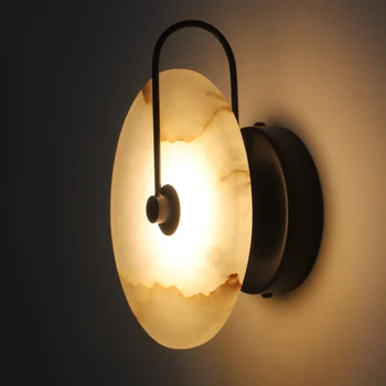 Sodobne ustvarjalne stenska svetilka, okrogle Marmorja Lampshade LED oblikovalec stenske svetilke za Dom art Dekor Spalnica Zlato naravnega kamna lučka