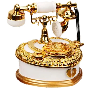 Retro Srca V Obliki Telefonskih Model Music Box Darilo Za Rojstni Dan Doma Ornament Dekoracijo Starinsko Izrezljane Lesene Strani Ročice Glasba Lg