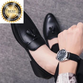 Črna Moda za Moške Stranka obleko Poročni Čevlji Konicami prstov stanovanj Vožnje Loafers Oxford Formalno usnjeni čevlji 2024 Nova