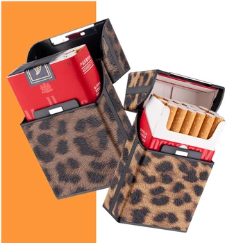 Leopard Moda Usnje Cigaret Polje za Moške, Ženska Kajenje Pribor Gumb Design 4 Barve