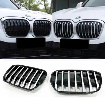 Črna Radiator Mrežico Za BMW 2021-2023 BMW IX3 Spredaj Dvojna Ledvic Kapuco Gloss Black Ogljikovih Vlaken ABS Plasstic Avto Dodatki