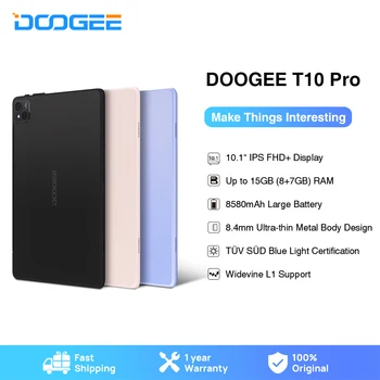 Svetovna Premiera DOOGEE T10 Pro Tablet 10.1 FHD Zaslon TÜV SÜD Certified 8GB+256GB 8580mAh 8.4 mm Kovinsko ohišje 13MP Glavna Kamera