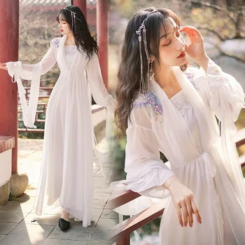 Tradicionalni Vezenje Hanfu Kitajski Slog Elegantna Vila Oblačila Cosplay Kostum Vinatge Za Stage Show Potovanja