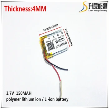 3.7 V,150mAH,[402025] PLIB; polimer litij-ionska / Litij-ionska baterija za GPS,mp3,mp4,mp5,dvd,bluetooth,model igrača
