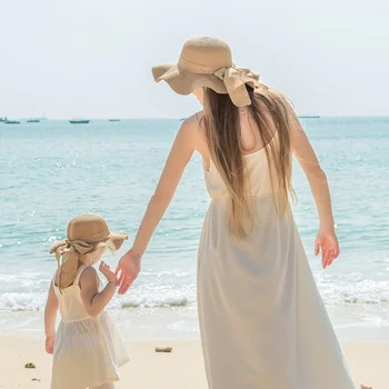 Novo širok-brimmed prostem plaži potovanja za prosti čas zložljive dihanje otrok klobuk obmorskih starši-otrok, slamnati klobuk klobuk ribič