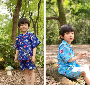 Poletje bombaž fant kratka sleeved Jinping kimono yukata bo ustrezala Japonski otroške pižame znoj paro domov oblačila