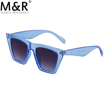 Hipster Modra Polarizirana Sunglass Za Ženske Oblikovalec Retro Oversize Polarizirana Mačka Oči Kvadratnih UV400 Anti Reflektivni sončna Očala