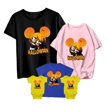 2022Summer Disney Halloween starši-Otrok, Odraslih, Unisex, Donald Duck Znak Natisniti Moda Priložnostne Vsestranski Udobno RoundNeck