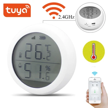 Tuya WIFI Temperature In Vlažnosti Tipalo Pametni Dom Termometer, Higrometer Z LCD-Zaslon Smart Življenje Alexa Google Pomočnik