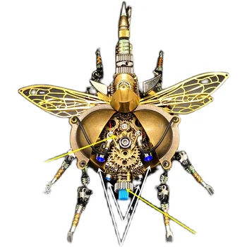 3D Kovinski Insektov Puzzle Model Visoke Težavnosti DIY Mehanske Vrtljiv Hrošč Montažo Komplet Z Glasovni Nadzor Svetlobe Otroci Darilo