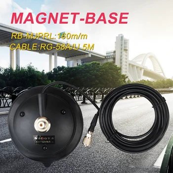 Magnetni Nosilec/Base SO239 Močan Magnet s 5 Metrov Koaksialni Kabel RG-58/U PL259 priključek za Mobilne Radijske Avto Radio