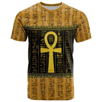 2023 Prevelik Egiptovskih Bogov Hieroglyphs 3D Tiskanih Kratek Sleeve Majica s kratkimi rokavi Moški Ženske Unisex Priložnostne Vrh