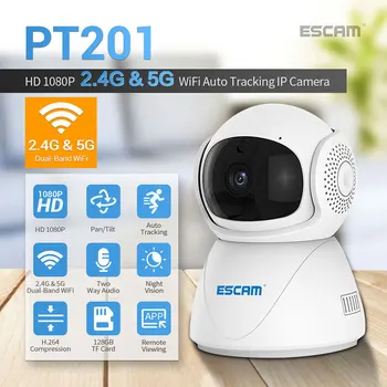 ESCAM PT201 1080P Smart nadzorna Kamera Brezžična CCTVNetwork 2.4 G 5G WiFi IP Kamera IR Nočno Vizijo Baby Monitor
