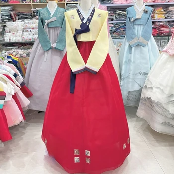 Ženske Hanbok Rumena Vrh Rdeče Krilo Poročne Poročno Obleko Lepe Hanbok Moda Vezenje Korejski Tradicionalne Ljudske Fazi Predstavo