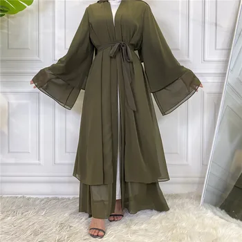 Ramadana Šifon Odprite Abaya Dubaj Turčija Tam Kaftan Muslimanskih Žensk Kimono Skromno Haljo Femme Caftan Marocain Islam Oblačila