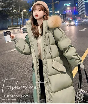 Ženske Zimske 2022 novo korejska različica dolgih in velikih velikosti kruh oblačila svoboden bombaž-oblazinjena oblazinjena